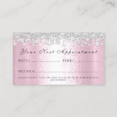 Makeup Brows Lash Silver Tropfen Pink Friseur Terminkarte (Rückseite)