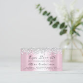 Makeup Brows Lash Silver Tropfen Pink Friseur Terminkarte (Stehend Vorderseite)