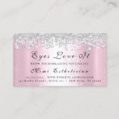 Makeup Brows Lash Silver Tropfen Pink Friseur Terminkarte (Vorderseite)