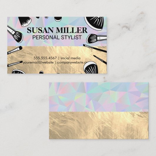 Makeup Brushes | Geometrisch Gold Visitenkarte (Vorne/Hinten)