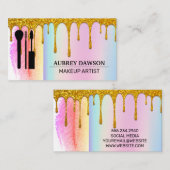 Makeup Brushes | Rainbow Blend | Gold Glitzer Trop Visitenkarte (Vorne/Hinten)