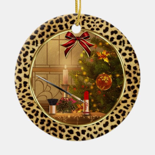Makeup Cheetah Print Round Ornament (Vorne)