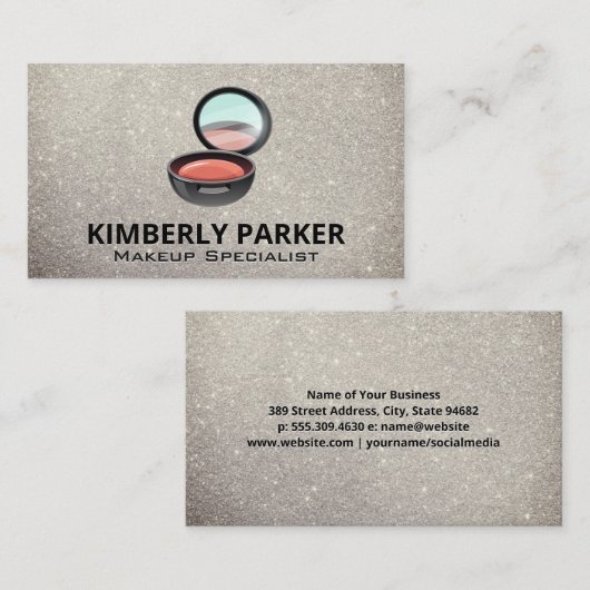 Makeup Compact | Hintergrund des Glitzer Visitenkarte (Vorne/Hinten)