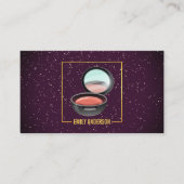 Makeup Compact und Brush | Lila Sparkle Visitenkarte (Vorderseite)