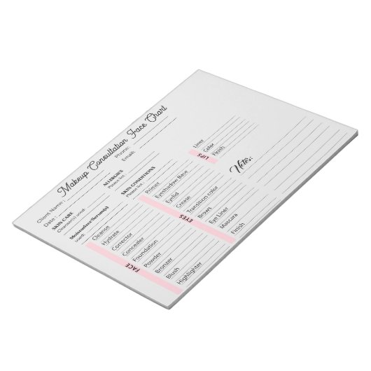 Makeup Consulting steht in einem weißen und rosa D Notizblock (angewinkelt)