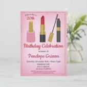 Makeup Cosmetic Birthday Einladung Schönheit Welln (Stehend Vorderseite)