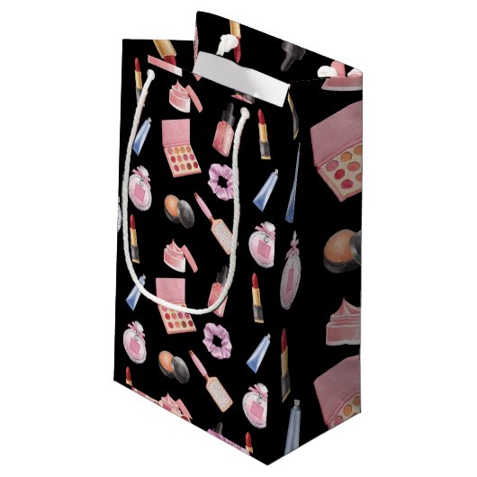 Makeup Cosmetics-Muster Kosmetologie Kleine Geschenktüte (Rückseite Schrägansicht)