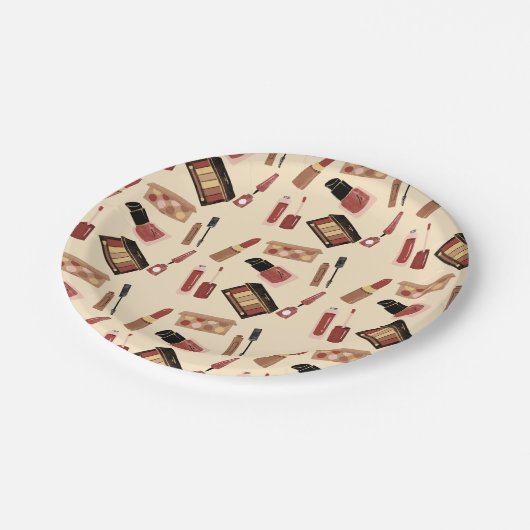 Makeup Cosmetics-Muster Kosmetologie Pappteller (Schrägansicht)