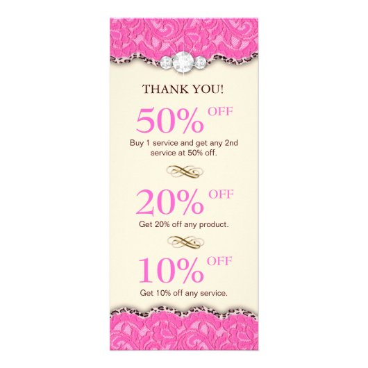 Makeup Coupons Juwelier Leopard Pink Creme Werbekarte (Vorne)