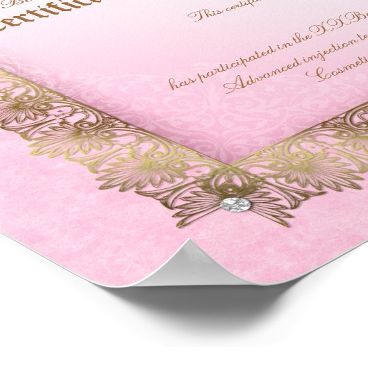 Makeup Diploma Certificate of Completion Pink Gold Poster (Ecke)