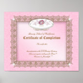 Makeup Diploma Certificate of Completion Pink Lips Poster (Vorne)