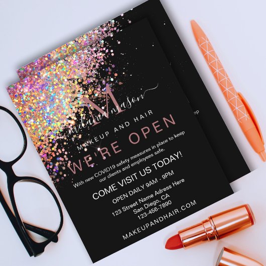 Makeup Elegant Holographic Rose Gold Glitzer Black Flyer