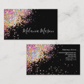 Makeup Elegant Holographic Rose Gold Glitzer Black Visitenkarte (Vorne/Hinten)