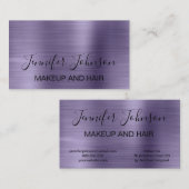 Makeup elegante Typografie lila Imitate Metall-Bus Visitenkarte (Vorne/Hinten)