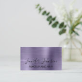 Makeup elegante Typografie lila Imitate Metall-Bus Visitenkarte (Stehend Vorderseite)