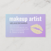 Makeup Eleganter Lila Gradient Glitzer Lippen und  Visitenkarte (Rückseite)
