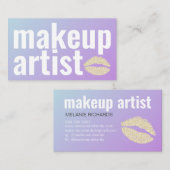 Makeup Eleganter Lila Gradient Glitzer Lippen und  Visitenkarte (Vorne/Hinten)
