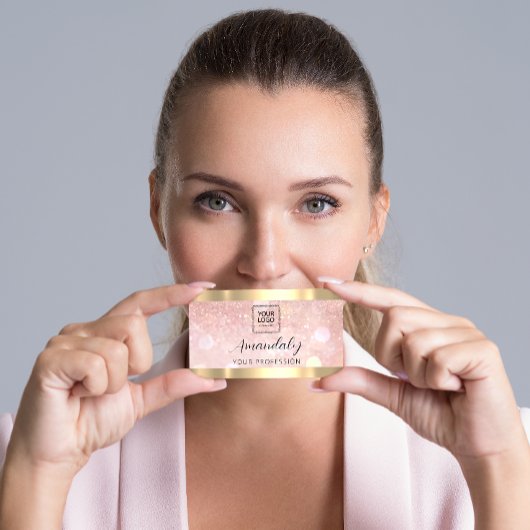 Makeup Esthetician Lash Nails QRCode Logo-Rose Visitenkarte