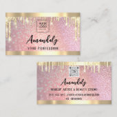 Makeup Esthetician Lash QR Logo Gold Tropfen Visitenkarte (Vorne/Hinten)