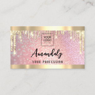 Makeup Esthetician Lash QR Logo Gold Tropfen Visitenkarte