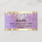 Makeup Esthetician Lash QR Logo Lila Tropfen Visitenkarte (Rückseite)