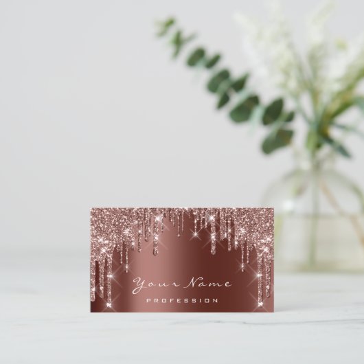 Makeup Event Glitzer Rose Nägel Maniküre braun Visitenkarte (Stehend Vorderseite)