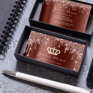 Makeup Event Planner Glitter Rose Crown Brown Visitenkarte
