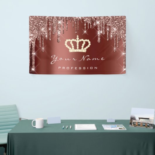 Makeup Event Planner Glitzer Rose Crown Brown Bus Banner (Messeveranstaltung)