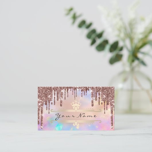 Makeup Event Planner Gold Crown Holograph Crown Visitenkarte (Stehend Vorderseite)