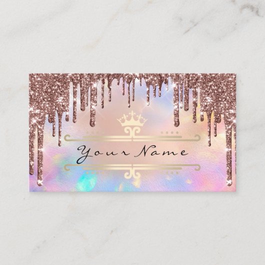 Makeup Event Planner Gold Crown Holograph Crown Visitenkarte (Vorderseite)