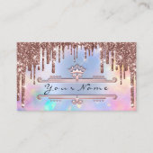 Makeup Event Planner Rose Crown Holograph Blue Visitenkarte (Vorderseite)