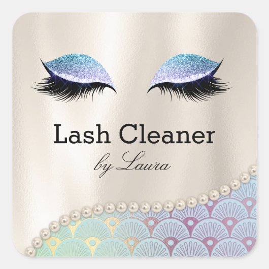 Makeup Eye Lash Lashes Saubere Mermaid Perlen Quadratischer Aufkleber (Vorderseite)