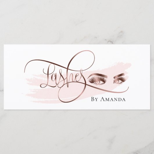 Makeup Eyebrow Eye Lash Rose Gold Geschenkgutschei Menükarte (Rückseite)