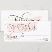 Makeup Eyebrow Eye Lash Rose Gold Geschenkgutschei Menükarte (Vorne/Hinten)