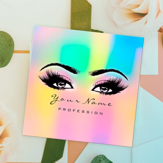 Makeup Eyebrow Eyelashes Glitzer Bright Holograph Quadratische Visitenkarte
