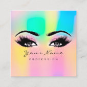 Makeup Eyebrow Eyelashes Glitzer Bright Holograph Quadratische Visitenkarte (Vorderseite)