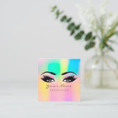 Makeup Eyebrow Eyelashes Glitzer Bright Holograph Quadratische Visitenkarte (Stehend Vorderseite)