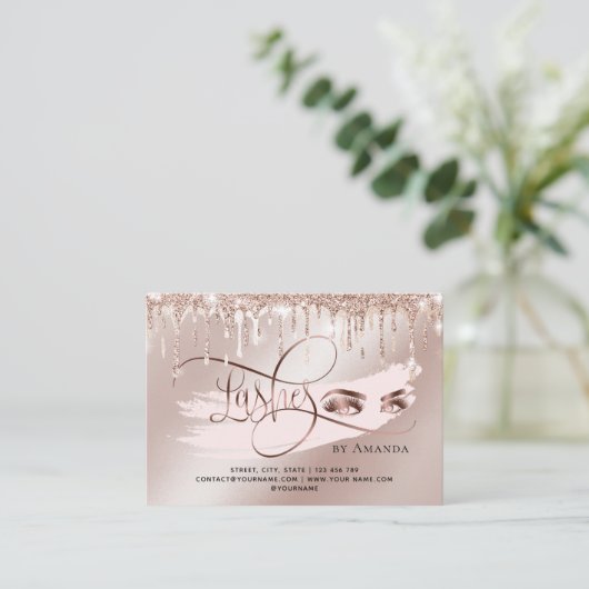 Makeup Eyebrow Eyes Lash Gold Tropfen Aftercare-Ka Empfehlungskarte (Stehend Vorderseite)