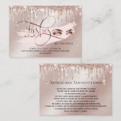 Makeup Eyebrow Eyes Lash Gold Tropfen Aftercare-Ka Empfehlungskarte (Vorne/Hinten)