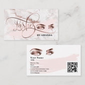 Makeup Eyebrow Eyes Lash Rose Gold Marmor QR Code Visitenkarte (Vorne/Hinten)