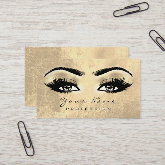 Makeup Eyebrow Eyes Lashes Browns Gold Visitenkarte (Vorderseite/Rückseite Beispiel)