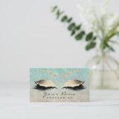 Makeup Eyebrow Eyes Lashes Glitzer Blue Gold Ivory Visitenkarte (Stehend Vorderseite)