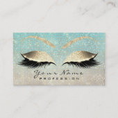 Makeup Eyebrow Eyes Lashes Glitzer Blue Gold Ivory Visitenkarte (Vorderseite)
