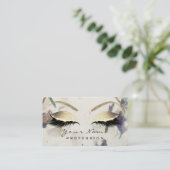 Makeup Eyebrow Eyes Lashes Glitzer Gold Lila Visitenkarte (Stehend Vorderseite)