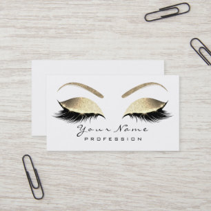 Makeup Eyebrow Eyes Lashes Glitzer Gold Weiß Visitenkarte