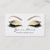 Makeup Eyebrow Eyes Lashes Glitzer Gold Weiß Visitenkarte (Vorderseite)