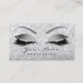Makeup Eyebrow Eyes Lashes Glitzer Grau Silber Visitenkarte (Vorderseite)