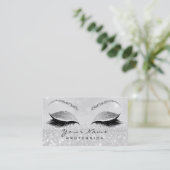 Makeup Eyebrow Eyes Lashes Glitzer Grau Silver2 Visitenkarte (Stehend Vorderseite)