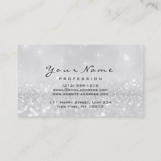 Makeup Eyebrow Eyes Lashes Glitzer Grau Silver2 Visitenkarte (Rückseite)