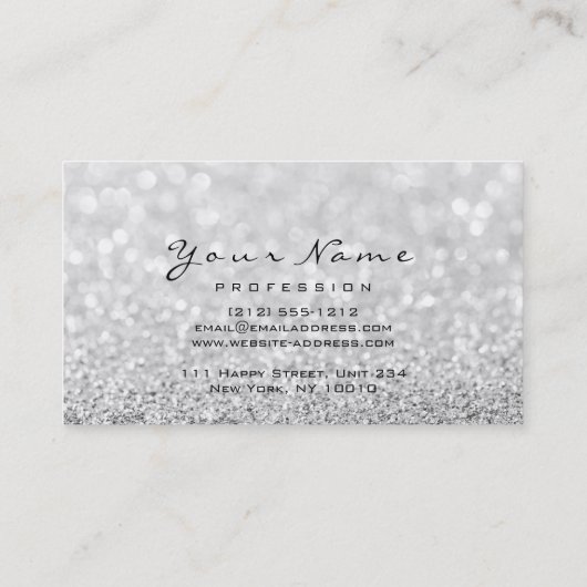 Makeup Eyebrow Eyes Lashes Glitzer Gray Glam Visitenkarte (Rückseite)